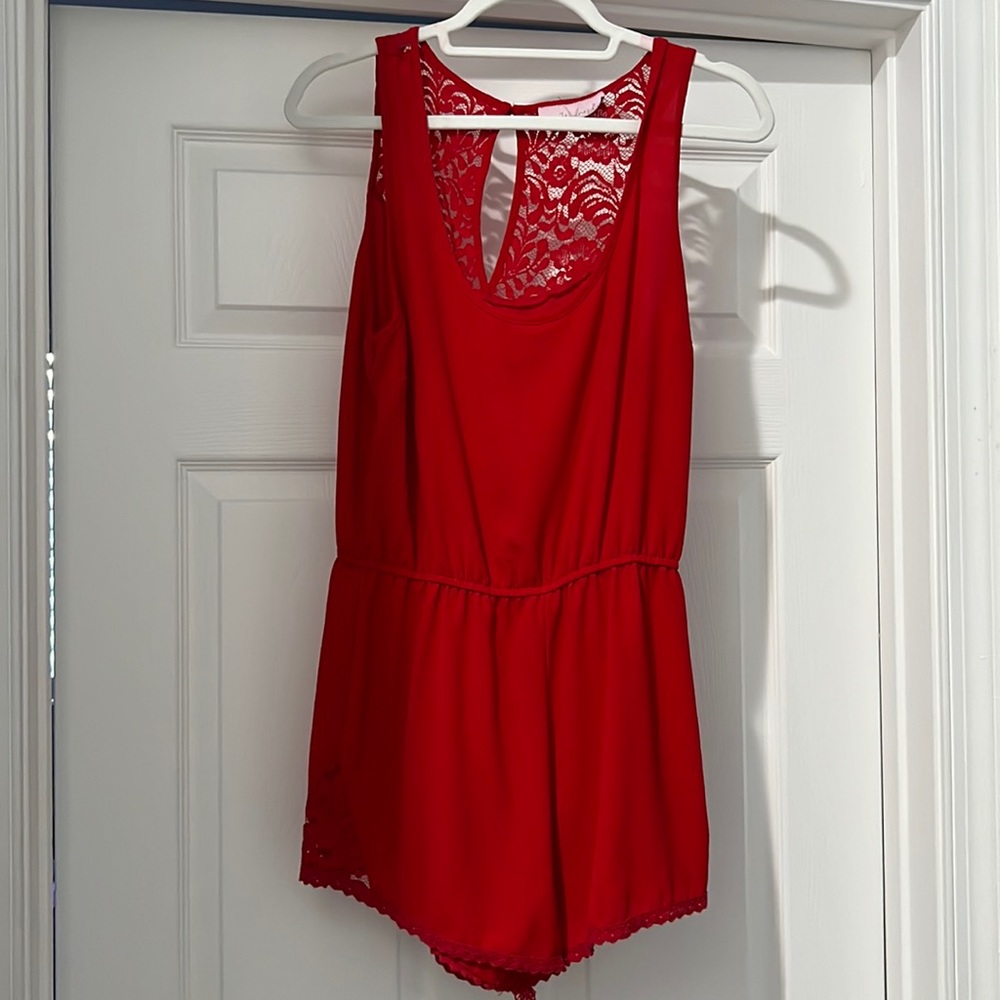 Red romper with lace detailing - medium - Wednesdays give back brand